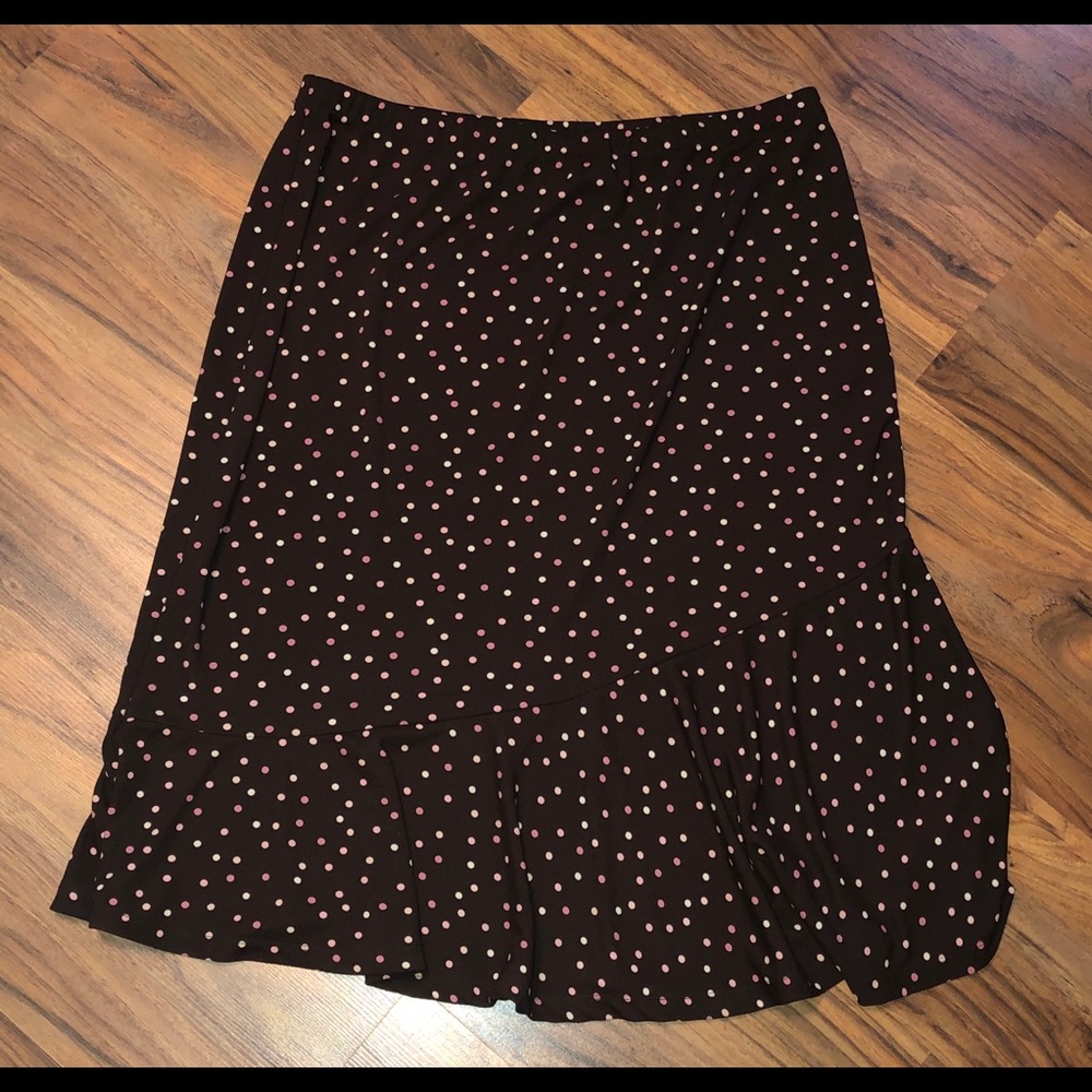 Pink polka dot Nine & Co. Brown skirt, Women’s XL